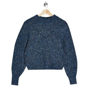 TopShop Neppy Pointelle Mockneck Sweater Top Blue